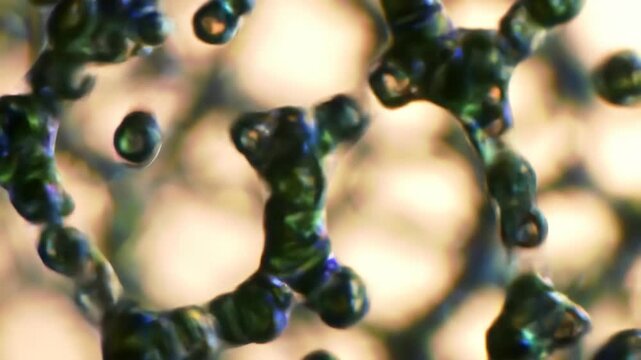 Algae close-up showing cells connected in chains for science, environment concepts.