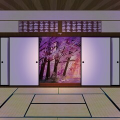 桜のある和室