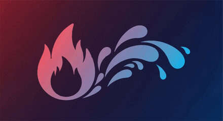 Abstract representation of fire and water elements meeting and merging