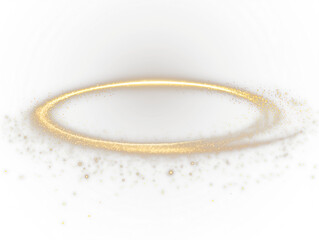 Glowing golden halo effect on transparent background creating a shining aura for creative designs and projects