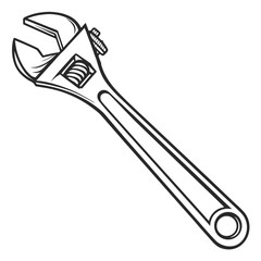 One adjustable wrench with an open jaw is displayed in a monochromatic vector