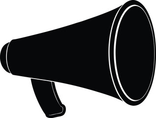 Protest megaphone silhouette graphic, symbol of revolution, activism, or public demonstration