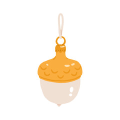 Vintage Christmas ornaments and stockings flat vector set, cozy retro holiday decorations with baubles, bells, candy cane, acorn and star clipart for wrapping paper, patterns and festive stationery