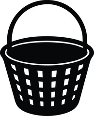 Basket silhouette vector illustration, traditional woven container graphic element