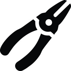 Black pliers icon displays the hardware tool on a white background