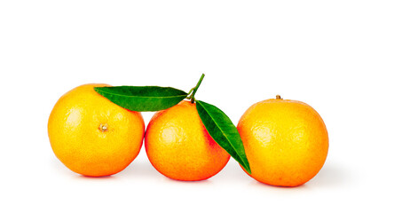 Tangerine fruits isolated on a white background, contour.