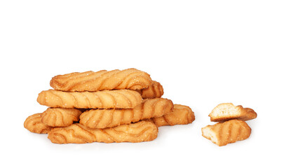 A pile of cookies isolated on a white background, contour