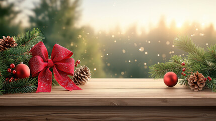 Christmas decoration with red bow creates festive mood