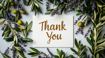 Thank you card gives appreciation, adorned with olive branch expresses gratitude