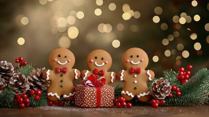 Gingerbread babies holding presents fill with joy of season