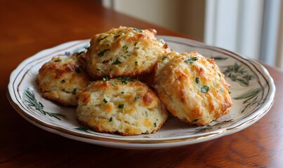 Fototapeta premium garlic cheddar biscuits on a farmhouse table