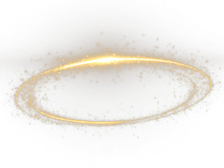 Golden angel halo with realistic glow, shining illumination, and transparent background, ideal for religious illustrations, spiritual art projects, and heavenly celebration