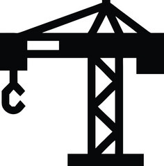 Tower crane icon shows a heavy lifting machine structure, isolated on a white surface