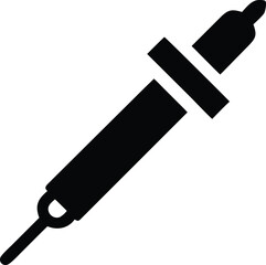 A simple black dropper icon presents an easy design for various scientific purposes