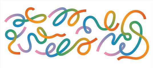 Colorful Freeform Ribbon Curves – Soft Gradient Swirls and Flowing Abstract Line Shapes