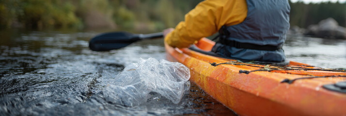 Kayak river cleanup plastic pollution volunteer eco water paddle nature Inspired river cleanup
