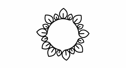 Fototapeta premium Decorative circular floral border with delicate leaf elements