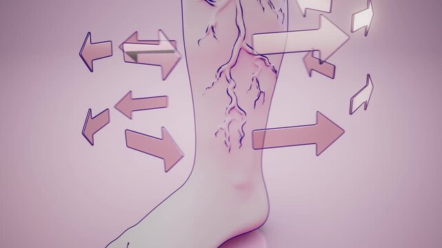 Conceptual 3D animation of a leg with varicose veins