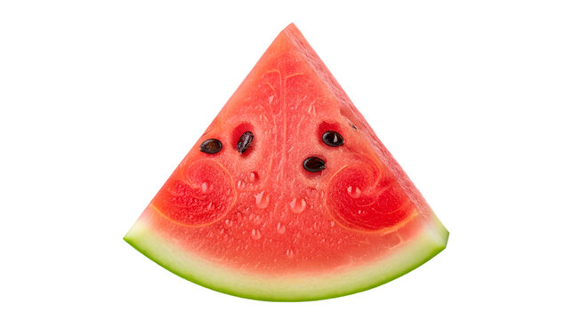 A juicy slice of watermelon with seeds, isolated on a transparent background