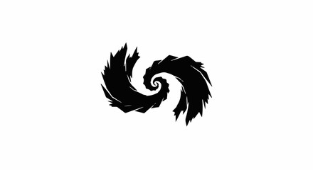 Obraz premium Abstract swirling black ink pattern on white background, symbolizing motion and energy