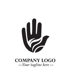 Minimalist Black Hand Logo Symbol on White Background in Clean Modern Silhouette Style
