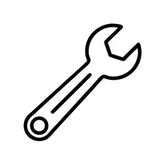 Simple line art illustration of an open end wrench on a white background
