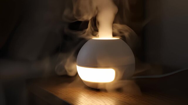 Aroma Diffuser Emitting Vapor Creating a Relaxing Ambiance