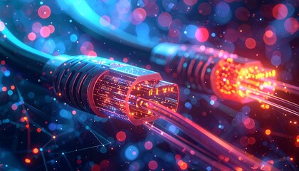 Fiber Optic Cables Transmitting Data with High Speed and Efficiency.