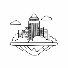 Floating metropolis a city above ground with clouds and mountain landscape