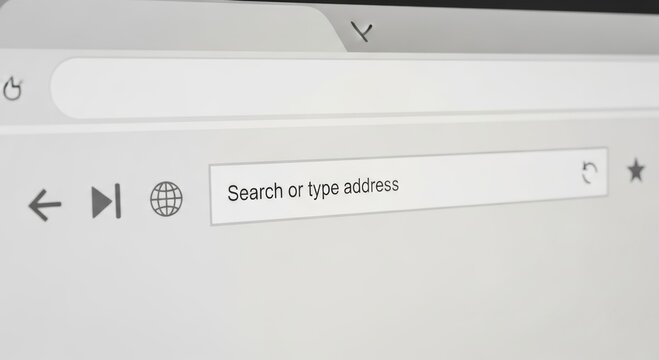 Simplistic internet browser interface with search bar for digital design