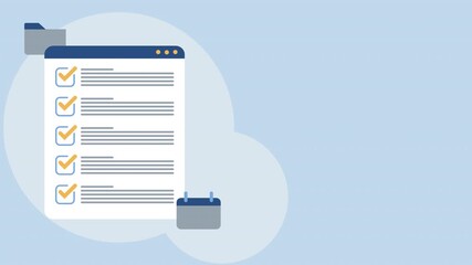 2D animation concept clip of website planning checklist, task management, and project approval interface (4K)