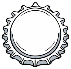 Metal bottle cap outline design features a round shape with jagged edges in a clean black and white illustration