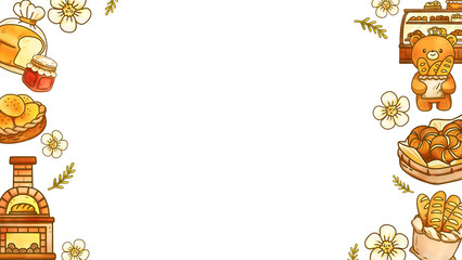 Bear Hug Bakery Frame Horizontal 02 – Adorable Bakery Border Illustration