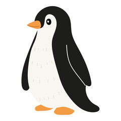 Cute penguin standing on ice with a cheerful expression, ready for an adventure in a cold landscape