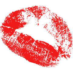 Red Lipstick Kiss Mark Isolated on White Background Symbolizing Love Affection and Romance Bold Graphic Element for Design Projects