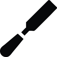 Single black wood chisel tool shows smooth curves against a white background