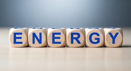 Energy spelled out on wooden blocks, concept of power and vitality