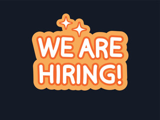 Futuristic y2k sticker, 90s style, we are hiring sticker, vacancy, recruitment