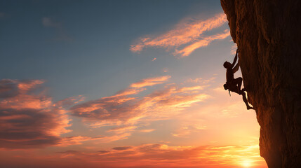 Rock Climbing Silhouette at Sunset