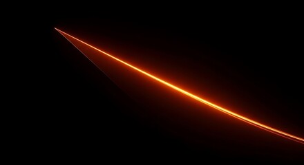 A vibrant orange glowing light streak curves across a dark black background creating a sense of motion and energy