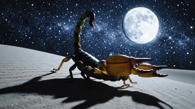 Scorpion Under Moonlight - A Nighttime Desert Encounter.