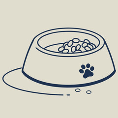 A bowl of pet food with a paw print isolated on a, perfect for showcasing pet care and nutrition