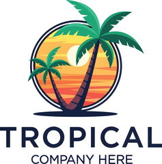 Obraz premium Tropical Island Travel Logo Design