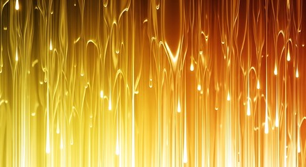 Abstract background of shimmering golden and orange light streaks and trails in a vertical cascade