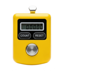 Yellow digital tally counter with a display showing 00000, isolated on transparent background