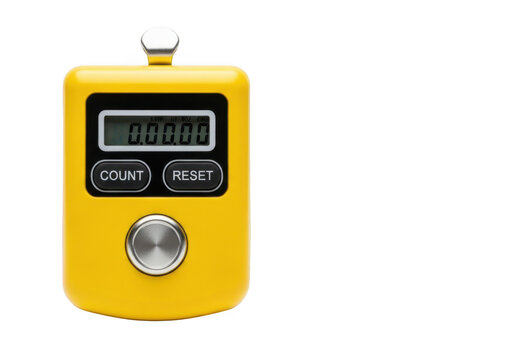 Yellow digital tally counter with a display showing 00000, isolated on transparent background
