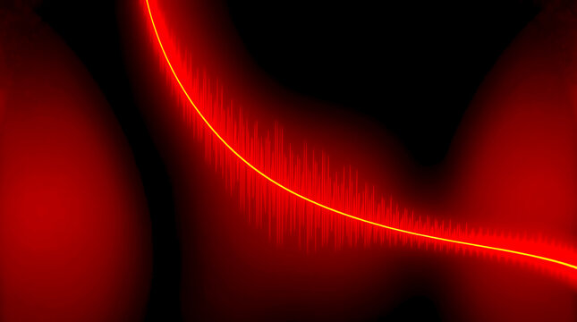Dynamic audio waveform visualization with vibrant red energy and modern abstract design elements