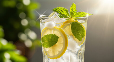 Refreshing Lemon Ice Drink with Mint