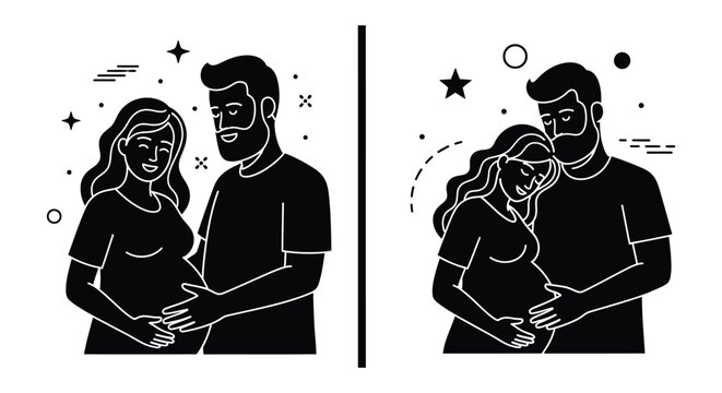 Pregnancy couple vector illustration maternity love expectant parent