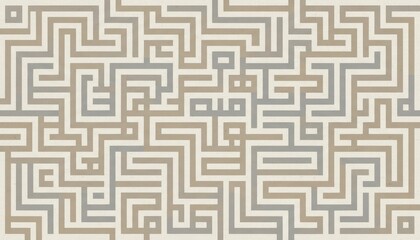Repeating kufic style geometric maze pattern in neutral tones
